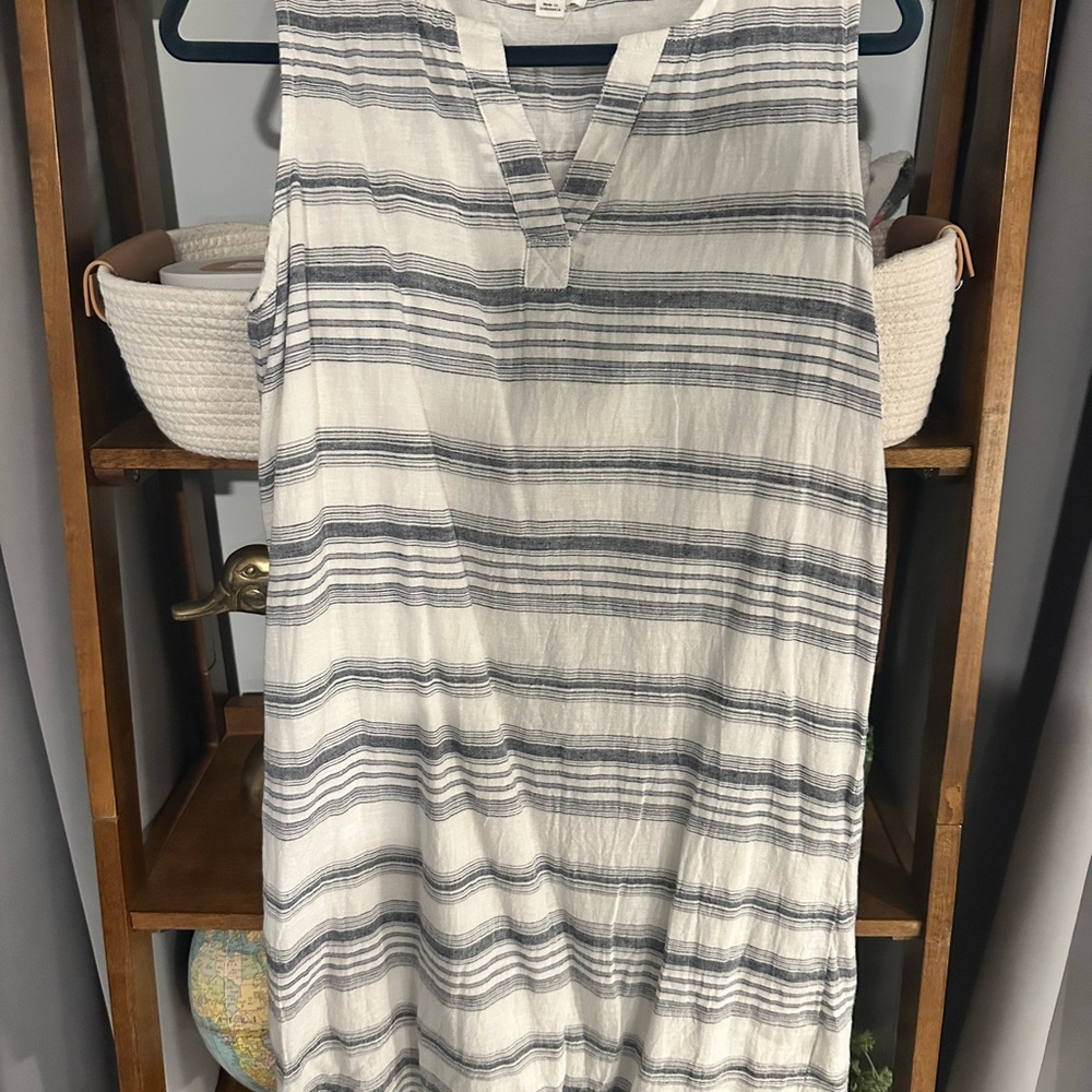 beachlunchlounge Blue and White Striped Dress